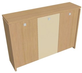 Dulap mediu pentru haine Verno 188 x 46 x 130 cm, uși combinate, stejar deschis / vanilie