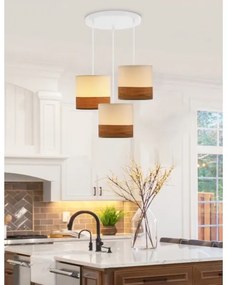 Lustră pe cablu BIANCO 3xE27/40W/230V alb/maro