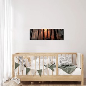 Tablou cu pădure întunecată (cu ceas) (90x30 cm)