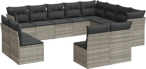vidaXL Set canapele de grădină cu perne, 12piese gri deschis poliratan