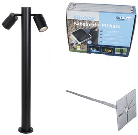 Lampă de exterior cu statie neagră, 80 cm IP44 reglabilă cu 2 lumini - Duo
