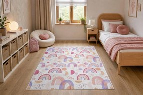BAMBINO 61480 covor lavabil Curcubeu, puncte pentru copii anti-alunecare - cremă / roz