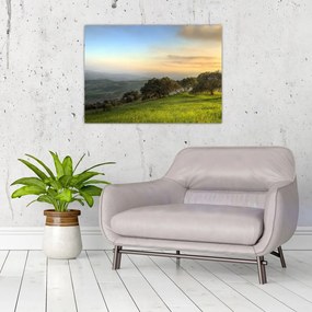 Tablou pe sticlă - Privire de pe deal (70x50 cm)