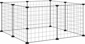 vidaXL Cușcă pentru animale de companie cu 8 panouri, neagră, 35x35 cm, oțel
