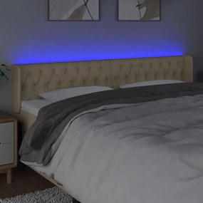 Tablie de pat cu LED, crem, 183x16x78 88 cm, textil 1, Crem, 183 x 16 x 78 88 cm