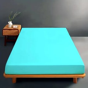 Cearceaf de pat cu elastic, 160x200cm, bumbac, bleu