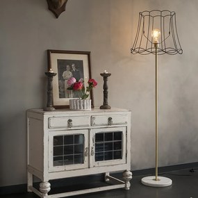 Lampă de podea retro din alamă cu abajur Granny Frame negru 45 cm - Kaso