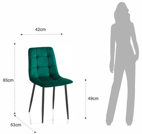 Scaune de dining verde 2 buc. din catifea Faffy – Tomasucci