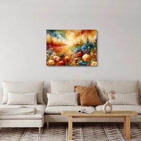 Tablou pe sticlă - Pajiște colorată (70x50 cm)