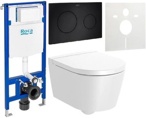 Set vas WC Roca Inspira A346528S00, cadru încastrat Roca Duplo A890070020, A80152C00B, A890189206, A890063000