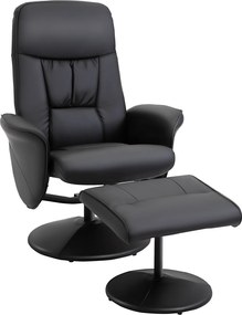 HOMCOM Fotoliu Relax Rotativ 360° din Metal și Piele Sintetică, cu Suport pentru Picioare, Spătar Reglabil, Negru | Aosom Romania