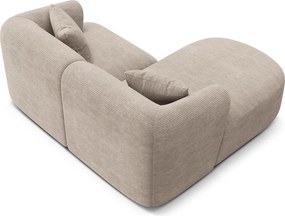 Colțar maro deschis cu tapițerie din catifea reiată (cu colț pe partea stângă/cu șezlong) Campi – Cosmopolitan Design