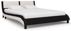 280363 vidaXL Cadru de pat cu LED, negru și alb, 120x200 cm, piele ecologică