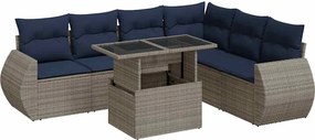 vidaXL Set canapele grădină cu perne 7 piese gri poliratan/lemn acacia