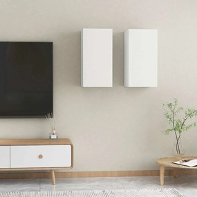vidaXL Comode TV, 2 buc., alb, 30,5x30x60 cm, lemn prelucrat