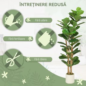 HOMCOM Plantă Artificială Ficus Lyrata 150 cm - Verde | Aosom Romania