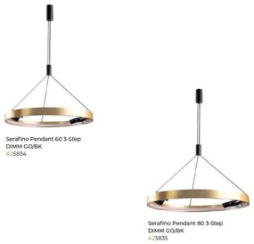 Lustra LED dimabila suspendata moderna SERAFINO 80 3-step dimm auriu/negru