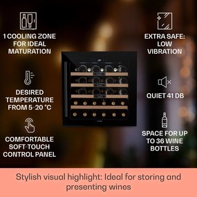 Klarstein Vinsider 36 Built-In Uno, frigider pentru vin încorporat, 36 sticle, 92 litri, oțel inoxidabil