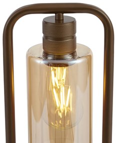 Lampă de masă Hotel Chic bronz închis cu sticlă ambră - Stavelot