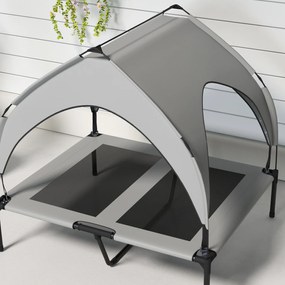 PawHut Pat pentru câini cu acoperiș, respirabil, rezistent la apă, până la 30 kg, 91 x 76 x 89 cm, Gri deschis | Aosom Romania