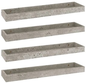 330224 vidaXL Rafturi de perete Loggia, 4 buc., gri beton, 60x15x4 cm, MDF