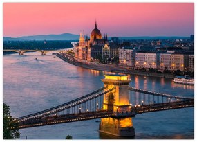 Tablou pe sticlă - Panorama orașului Budapesta, Ungaria (70x50 cm)