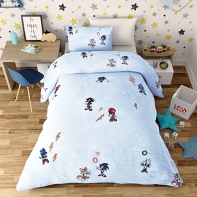 Lenjerie de pat copii bumbac Sonic Ariciul / 160x200 cm dimensiune standard