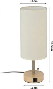 Brilagi - Lampă de masă TABLON cu port USB, 1xE27/25W/230V, stejar/bej/crem