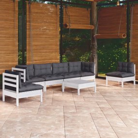 3096203 vidaXL Set mobilier grădină cu perne, 7 piese, lemn masiv de pin