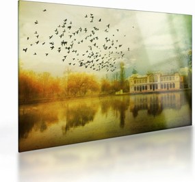Tablou pe sticlă peisajului pictat cu sediul (70x50 cm)