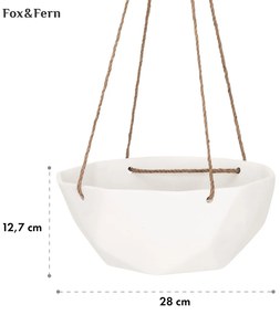 Laren, ghiveci suspendat, Ø 28 cm, Polystone, cu frânghii naturale, set de 2 bucăți