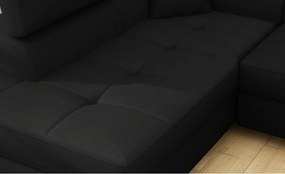 Colțar negru extensibil/cu spațiu de depozitare (cu colț pe partea stângă/în formă de ”L”) Anton – ELTAP