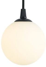 Lampă suspendată modernă neagră cu sticlă albă pentru sistem de șină monofazat - Slimline Eira