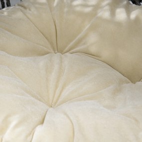 PawHut Coș pisică pat înălțat pisică cozi cuib confort pernă pufoasă inclusă rășină imitând răchita Ø 52 x 58H cm gri | Aosom Romania