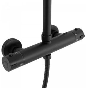 REA-P8804 - Set de duș BLISS cu baterie termostatică, negru mat