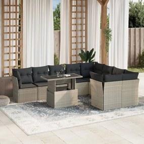 vidaXL Set canapele de grădină cu perne 10 piese gri deschis poliratan