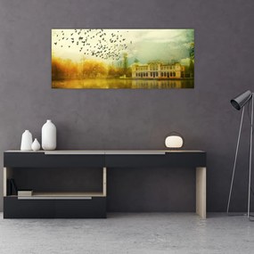 Tablou peisajului pictat cu sediul (120x50 cm)