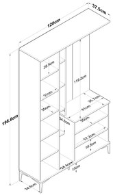 Hol Eladona 9 (cu oglindă) (Nuc + alb). 1106739