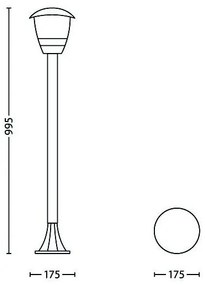 Philips 15383/31/16 - Corp de iluminat exterior MYGARDEN CREEK 1xE27/60W/230V