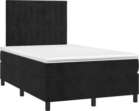 vidaXL Pat box spring cu saltea, negru, 120x190 cm, catifea