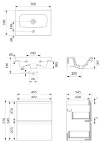 Set B889 mobilier cu lavoar Cersanit, Moduo 50, montat antracit