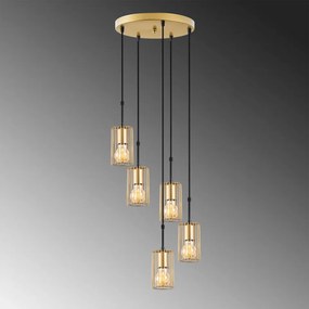 Lustra KEMTEL-11857, 5 Becuri, Soclu E27, Max 40W, Culoare Auriu Stralucitor