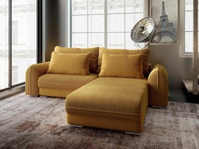 Colțar extensibil dumonde cu ladă de depozitare si sezut confortabil din spuma high-density, Denver Zoom Mustar 275x185 cm II