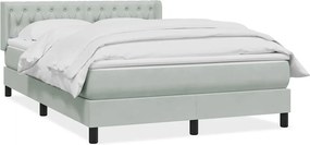 vidaXL Pat box spring cu saltea, gri deschis, 160x210 cm, catifea