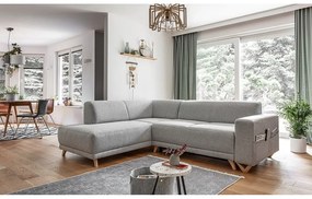 Colțar gri deschis extensibil/cu spațiu de depozitare (cu colț pe partea stângă/în formă de ”L”) Classy Sophie – Miuform