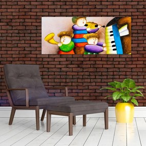 Tablou - Muzicanții, pictură (120x50 cm)