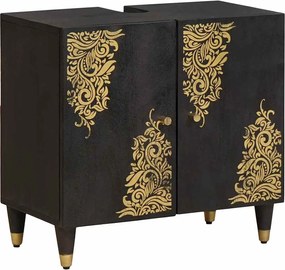 vidaXL Dulap de chiuvetă Negru 62 x 33 x 58 cm Lemn de mango solid