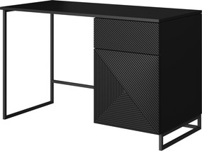 Birou Asha 120 cm cu sertar - negru mat / negru ardezie