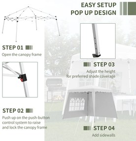 Outsunny Pavilion Pliabil UV50+ cu 2 Părți Laterale Stâlpi Oblici Geantă Transport | Aosom Romania