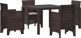 vidaXL Set de masă pentru grădină 5 pcs Maro Polipropilenă
